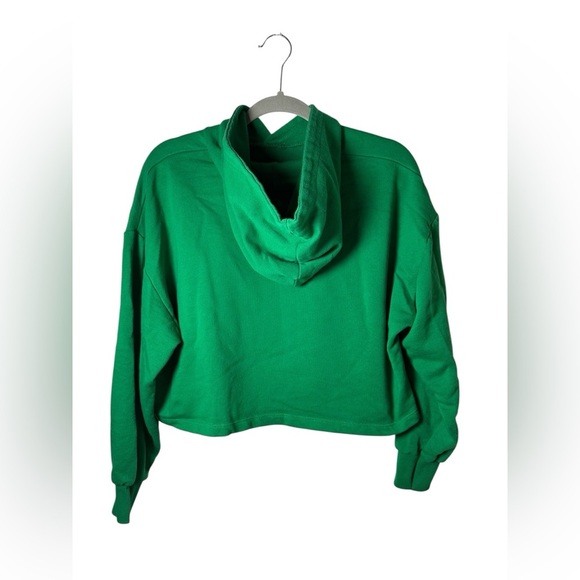 ZARA Green Cropped Hoodie Berlin 1990 Graphic Pullover Sweatshirt Women’s M - Picture 6 of 8